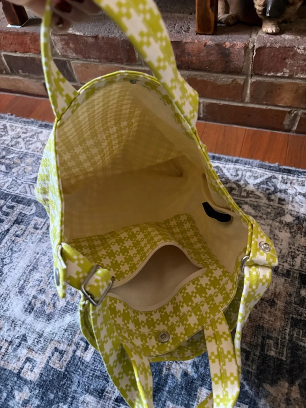 BAGGU Duck Tote Bag Chartreuse and White - Picture 2 of 2